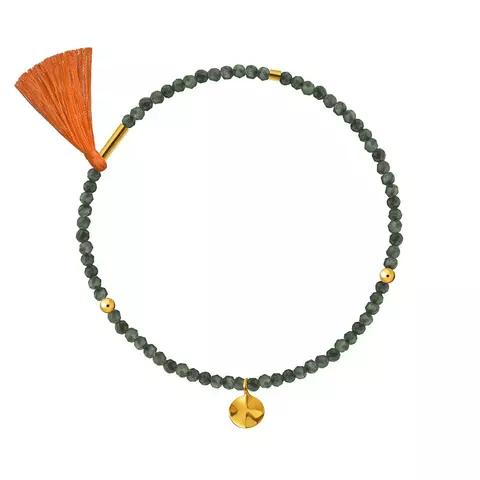 браслет из серафинита с золотым мятым листом