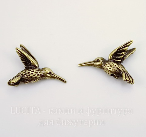 Бусина TierraCast "Колибри" 19х13 мм (цвет-античная латунь)