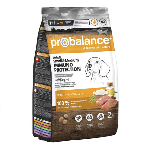 Сухой корм ProBalance Immuno Adult Small&Medium для взрослых собак малых и средних пород, 2 кг