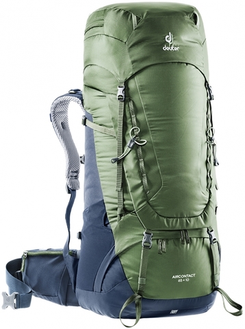 Картинка рюкзак туристический Deuter Aircontact 65+10 khaki-navy - 1