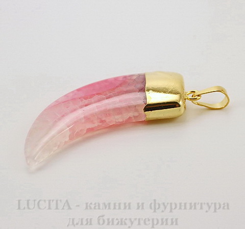 Подвеска Агат (тониров) "Клык" (цвет - бело-розовый) 58,9х21,9х8,7 мм №3