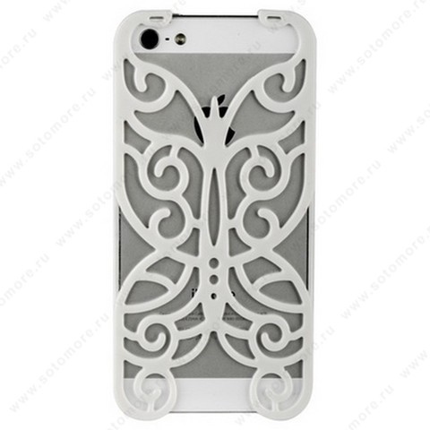 Накладка для iPhone SE/ 5s/ 5C/ 5 в виде бабочки белая