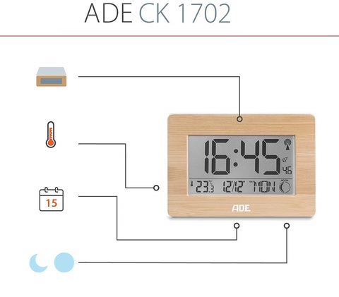 Часы цифровые с будильником ADE CK1702 bamboo