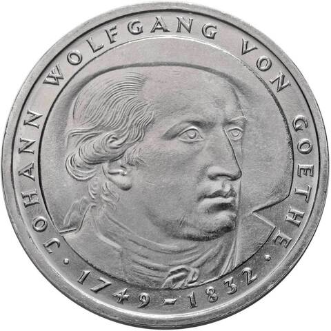 5 марок. 150 лет со дня смерти Иоганна Вольфганга фон Гёте (D). Медноникель. 1982 г. AU