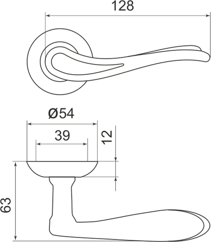 Ручка раздельная Octan LD64-1SN/CP-3 матовый никель/хром