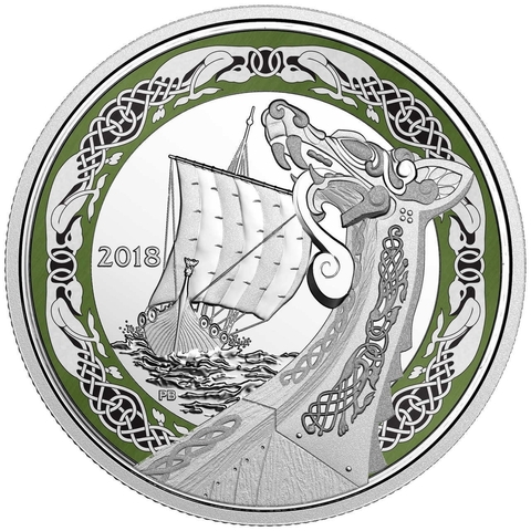 Канада 2018, 20 долларов, 1 унция, серебро. Скандинавские носовые фигуры кораблей. Северная ярость