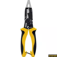 STAYER XM-21, резка d 14мм, зачистка 0.75 – 25 мм2, кримпер 2.5 мм2, плоскогубцы 210 мм, многофункциональные клещи, Professional (23342-21)