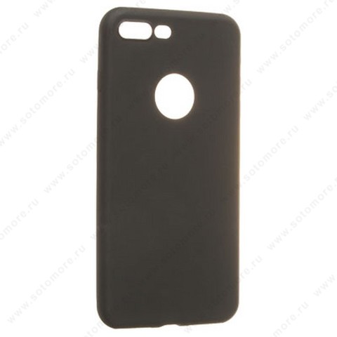 Накладка силиконовая для Apple iPhone 8 Plus/ 7 Plus мягкий матовый с круглым отверстием черный