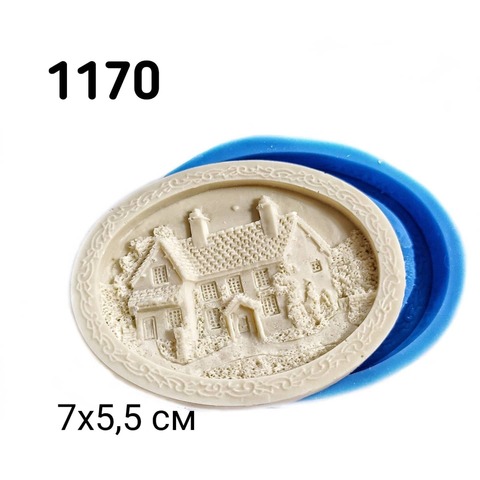 1170 Молд силиконовый. Панно (медальон) Домики.