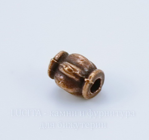 Бусина металлическая "Фонарик" 6х4 мм (цвет - античная медь), 10 штук
