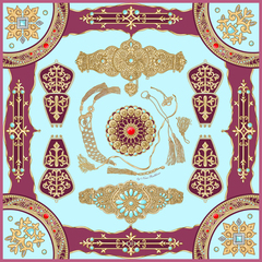 Платок «Горянка» 100% шёлк голубой