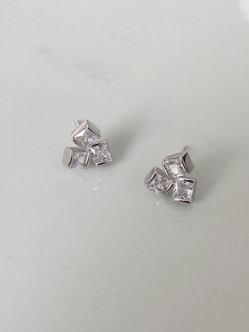 Серьги Кристалл, серебряный цвет