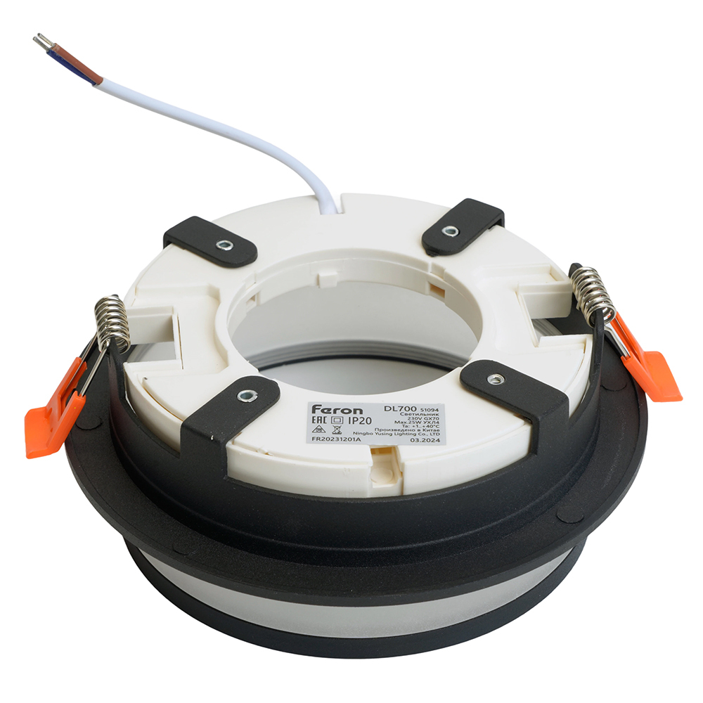 Светильник встраиваемый Feron DL700 потолочный GX70 черный круг 51094