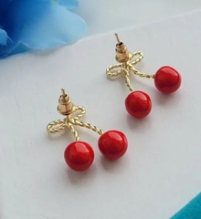 Серьги ювелирные ДВЕ ВИШНИ НА ВЕТОЧКЕ style by VALENTINO