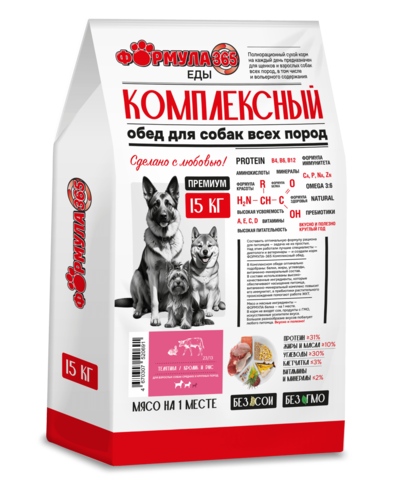 ZooRing ФОРМУЛА 365 Телятина/кролик и рис Комплексный обед 15 кг