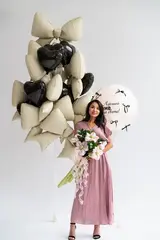 Сет гелиевых шаров Лучшей маме на свете с букетом