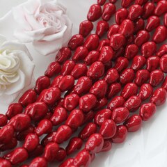 Майорка, имитация барочного жемчуга, красная 10*15 мм, 1 нить, МА111