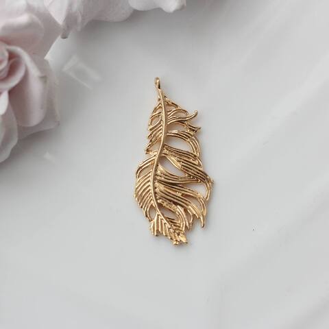 Подвеска с Перо, 42*20 мм, позолота, П866