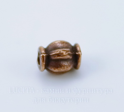 Бусина металлическая "Фонарик" 6х4 мм (цвет - античная медь), 10 штук