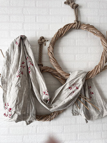 Шарф льняной комби. со штампами 