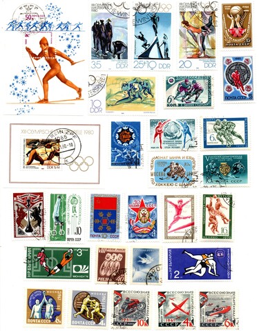Набор марок спорт хоккей парусный др. 57 шт. 1970 гг. Монреаль 76 почта Польша СССР Чехословакия XF