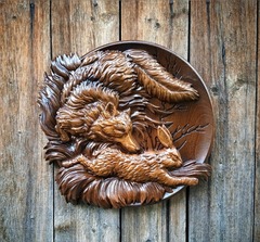 Силиконовый молд Лиса с зайцем (медальон) № 0469