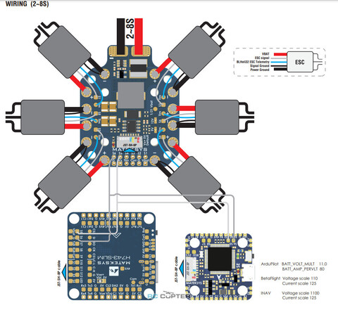 Плата распределения питания Matek 140A 5V/9V/12V PDB-HEX 2-12S (x6 ESC)