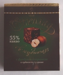 Шоколад горький с фундуком в карамели O'Zera, 72% какао, 90 г
