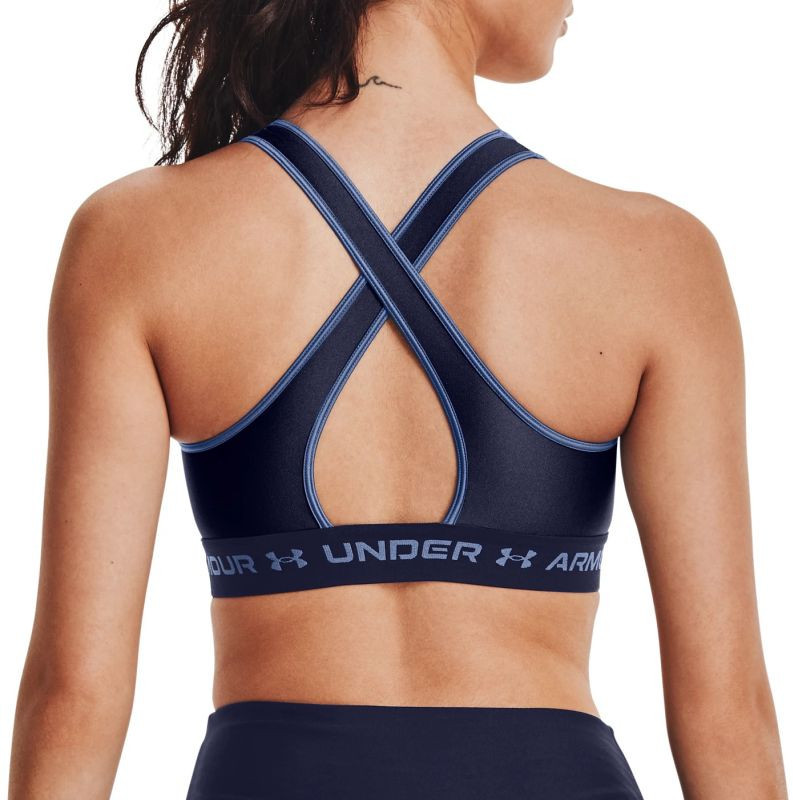 ТОП теннисный Under Armour Women's Mid Crossback Matte/Shine Sports Bra -  blue - купить по выгодной цене