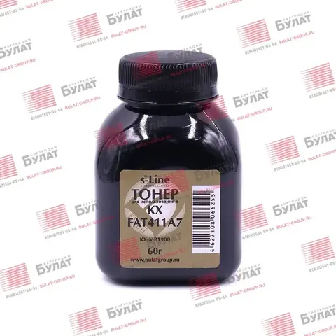 Тонер БУЛАТ s-Line KX-FAT411A7 для Panasonic KX-MB1900 (Чёрный, банка 60 г)