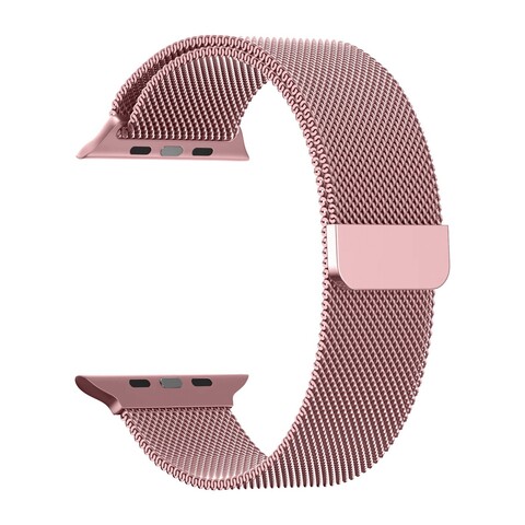 Металлический ремешок Миланская петля Milanese loop 42 мм / 44 мм / 45 мм / 49 мм для Apple Watch (Розовое-золото)