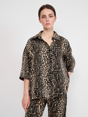 РУБАШКА УКОРОЧЕННАЯ С ПРИНТОМ ЛЕО