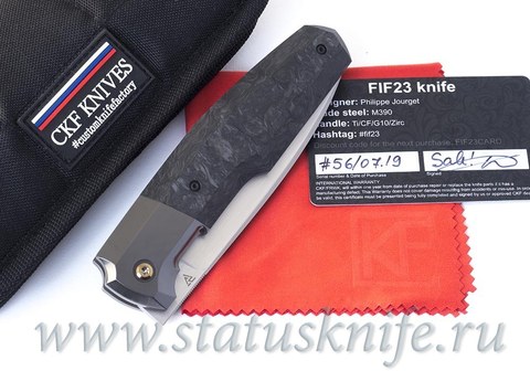 CKF/Philippe Jourget collab FIF23 knife (Sale card, M390, Ti, Zirc, Marble CF) 