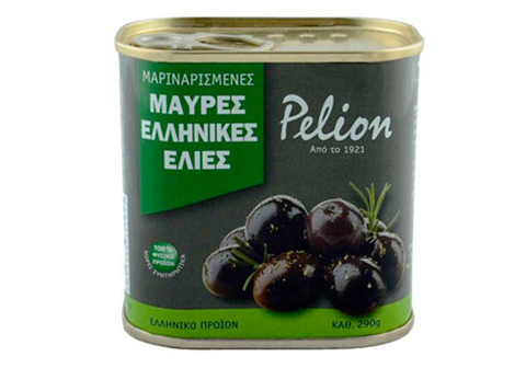 Черные маринованные оливки "Pelion", 290г
