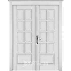 Купить Межкомнатная двустворчатая дверь массив ольхи Лондон 1 белая эмаль глухая
