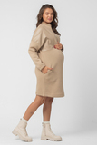 Утепленное платье для беременных и кормящих 14300 латте кожа беж