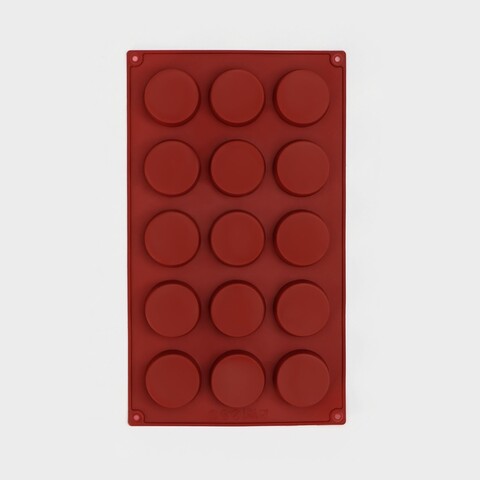Форма для выпечки «Фигуры.Круг», силикон, 29×17×2 см, 15 ячеек (d=4,2 см)