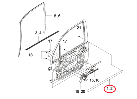УПЛОТНИТЕЛЬ СТЕКЛА ДВЕРИ ПЕРЕДН ПРАВ НАРУЖН MATIZ GM