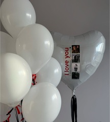 Шары сердце белое с фото набор I love you новосибирск | Wonderball-project.ru