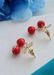 Серьги ювелирные ДВЕ ВИШНИ НА ВЕТОЧКЕ style by VALENTINO