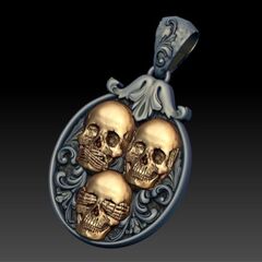 Силиконовый молд Подвеска с черепами