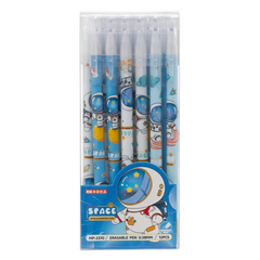 Ручка гелевая, пиши-стирай, Basir, синие чернила, серия "Космонавт", разноцветный корпус