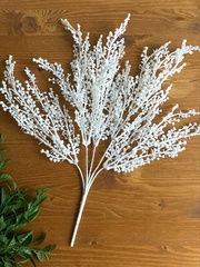 Букет снежной мимозы, искусственная зелень, цвет Белый, слегка пушистый, 39 см, набор 2 букета