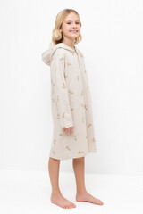 халат  для девочки  К 5764-1/бежевый,кролики и цветы