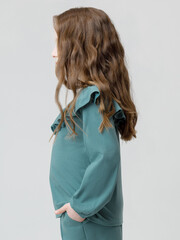 блузка  для девочки  КР 302818/бирюзовый тон к629