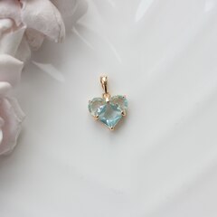 Подвеска Сердце с бледно-голубым фианитом, 14 мм, позолота, П512