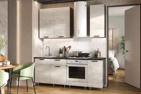 ЛДСП Кухня Рио NEW 2,0/900м (490) Компановка №2 (Дуб Крафт Белый, Графит (Кастилло темный))