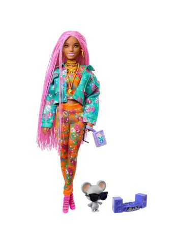 Кукла Барби Экстра с розовыми косичками GXF09