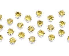 Стразы пришивные стекло в оправе, d 6 мм, лимонный