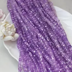 Хрусталь (стекло) граненный, кубик, сиреневый, 6 мм, 1 нить, К211